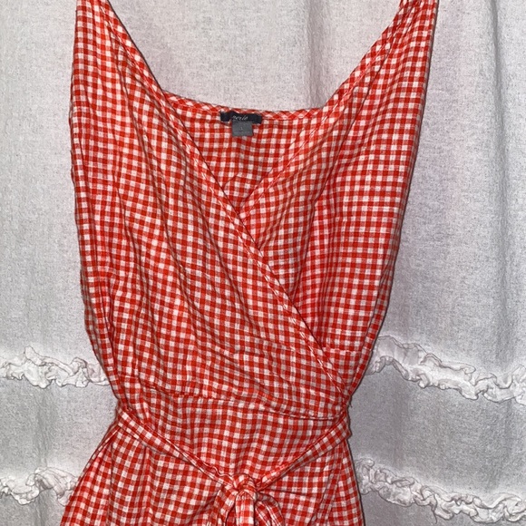 Aerie Red Gingham Mini Wrap Dress - Picture 2 of 7
